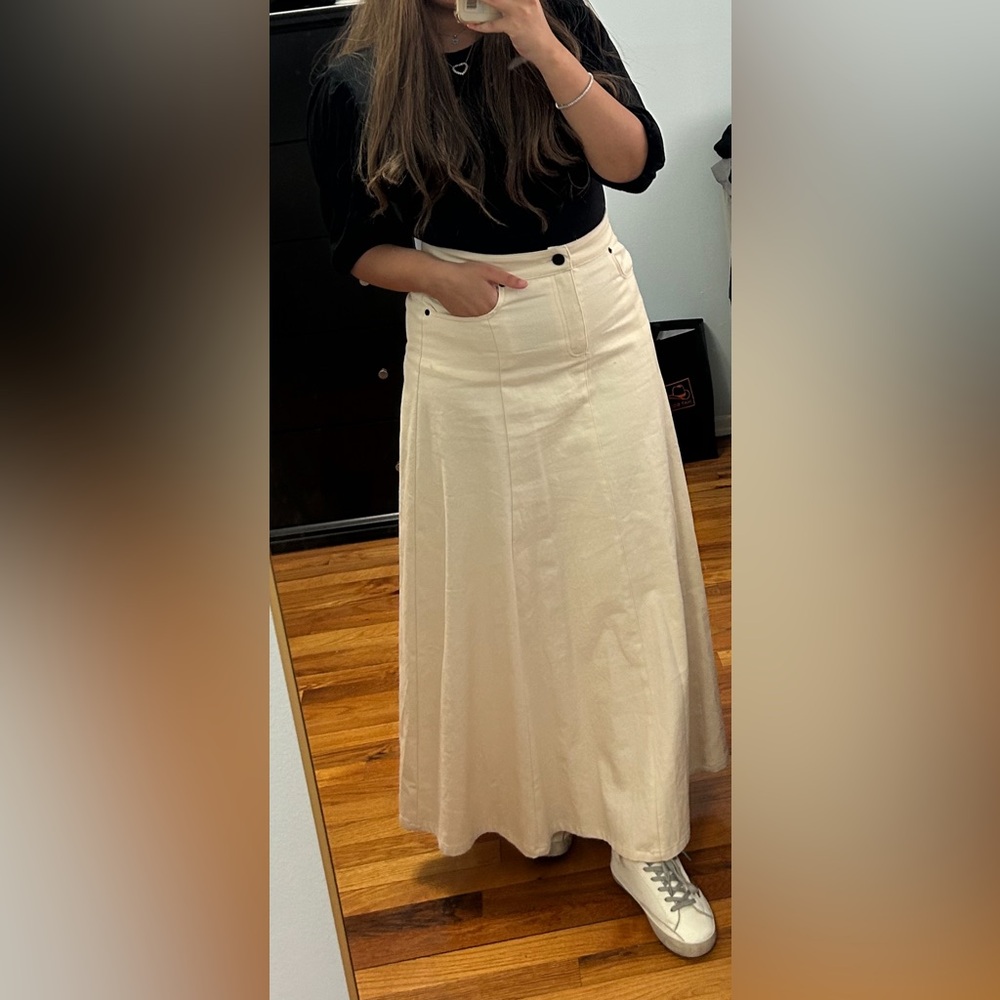 Cream A-Line Maxi Skirt - Women's Casual Skirt